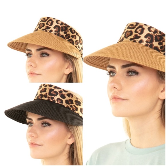 Leopard Straw Visor hat - Picture 7 of 11